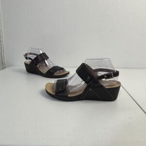 Clarks Wedge Sandals Boho Minimalist Leather Classic Summer Women Alto Disco 8M